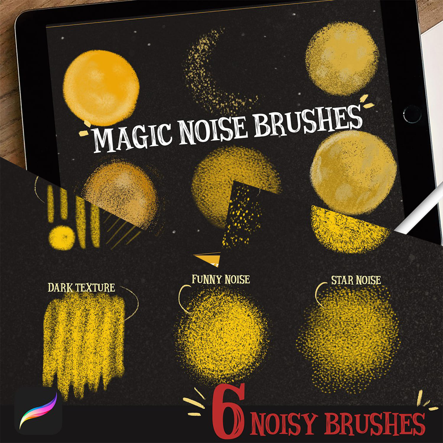 MAGIC NOISE BRUSHES for procreate cover image.