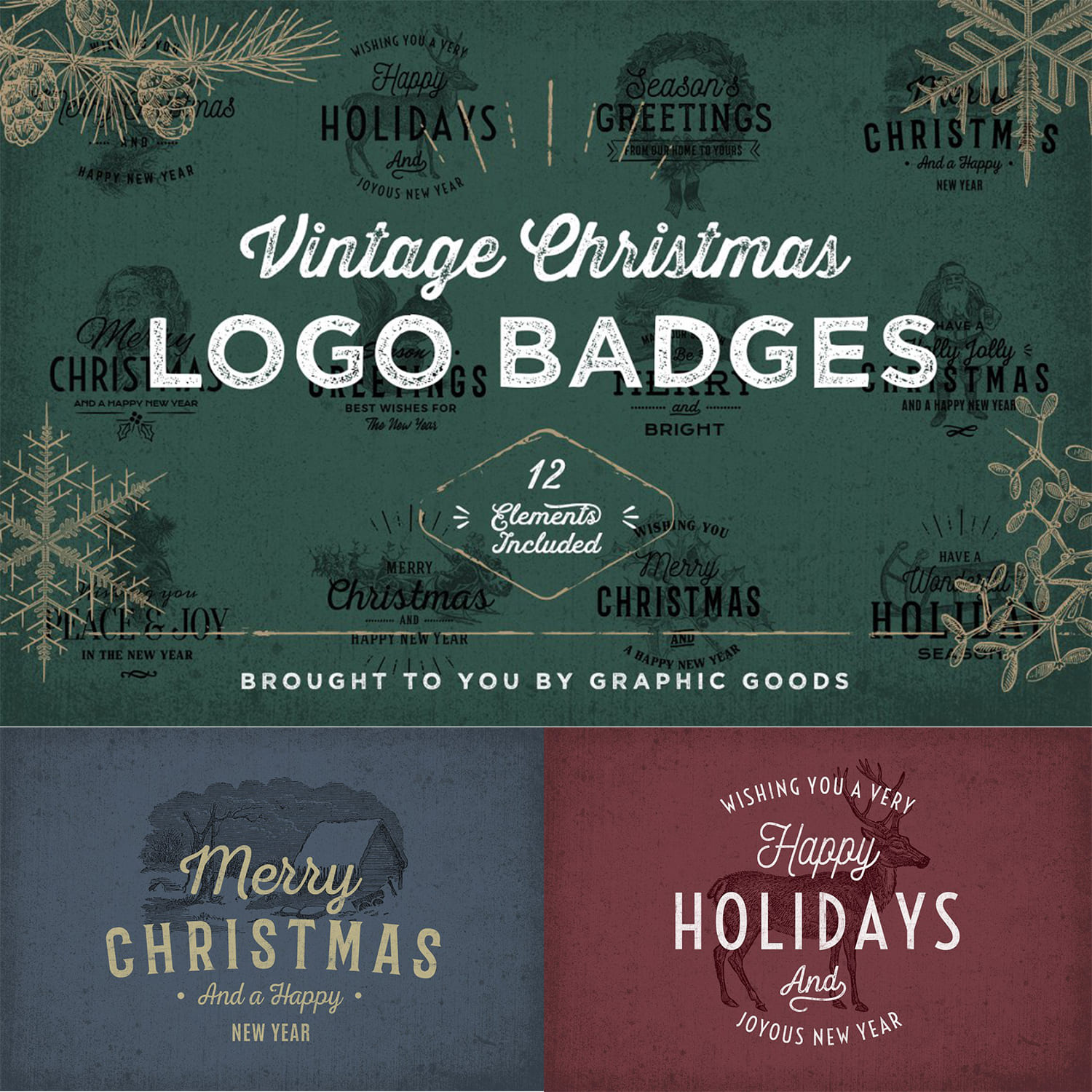 Vintage Christmas Logo Badges cover image.
