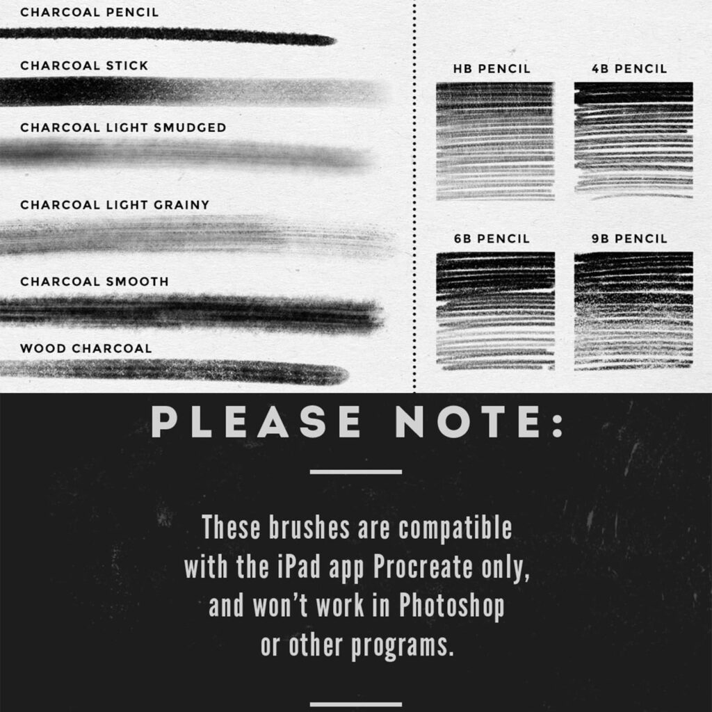 Pencil & Charcoal Procreate Brushes MasterBundles