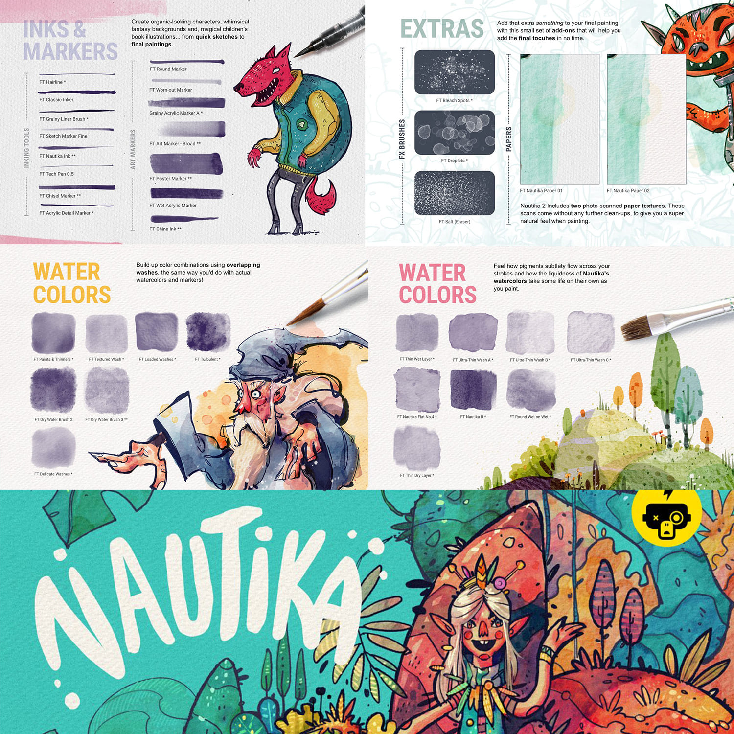 Nautika Procreate Brush Pack cover image.