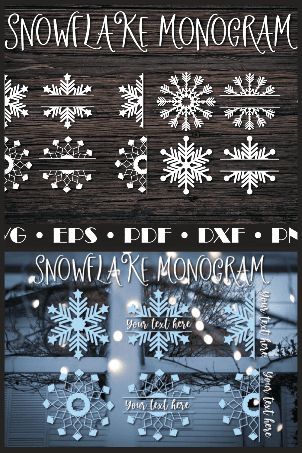 Snowflake SVG Split Monogram.
