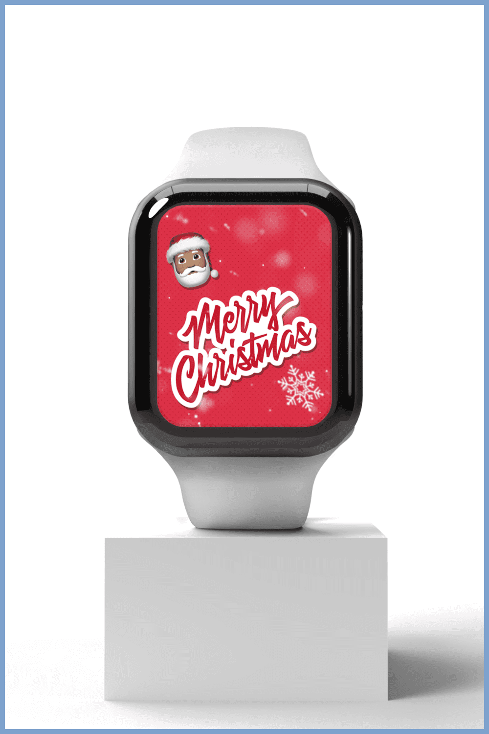 Red background with Santa's face and Merry Christmas sign.