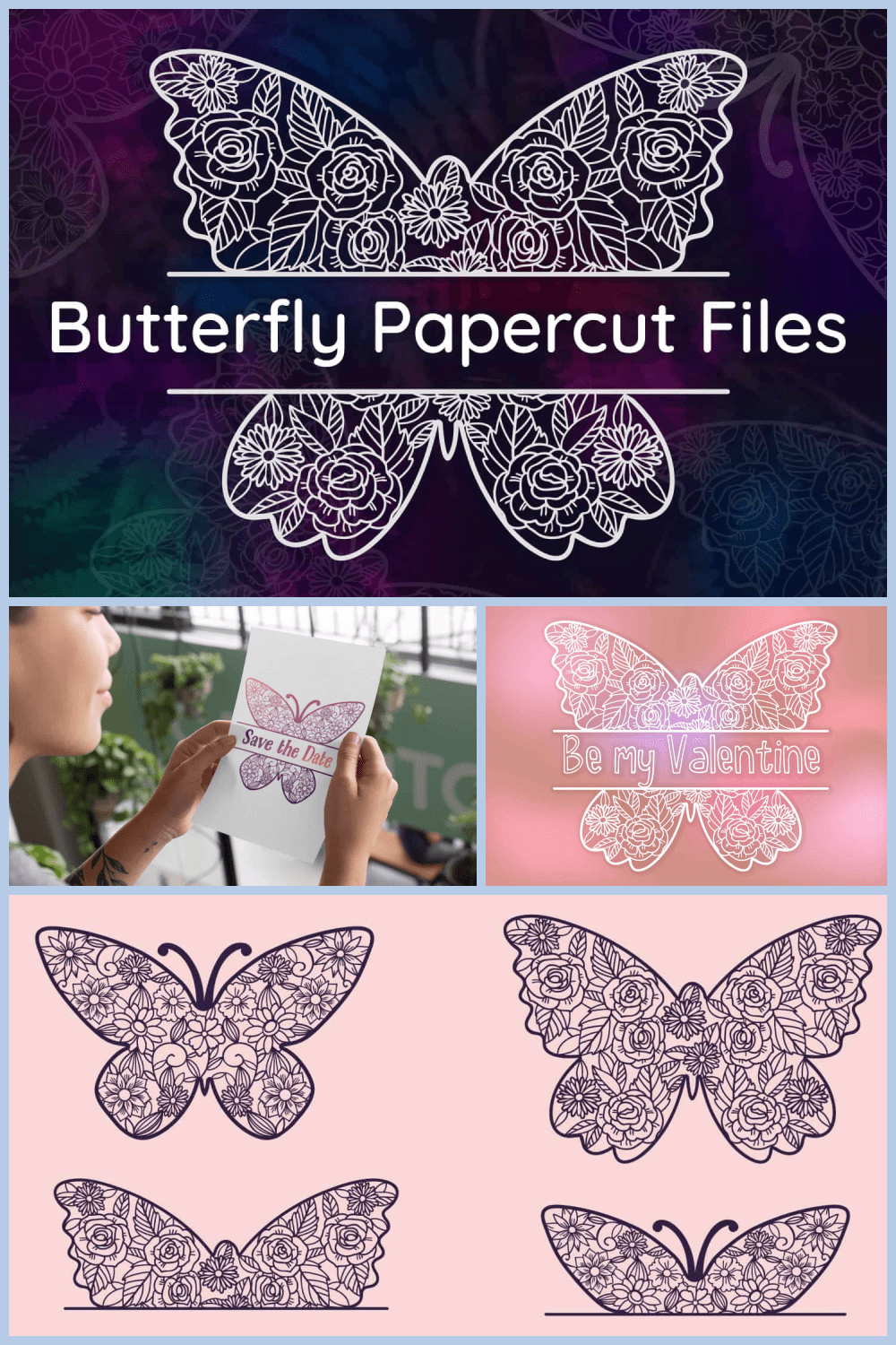 Floral Butterflies SVG Cut Files Pack.