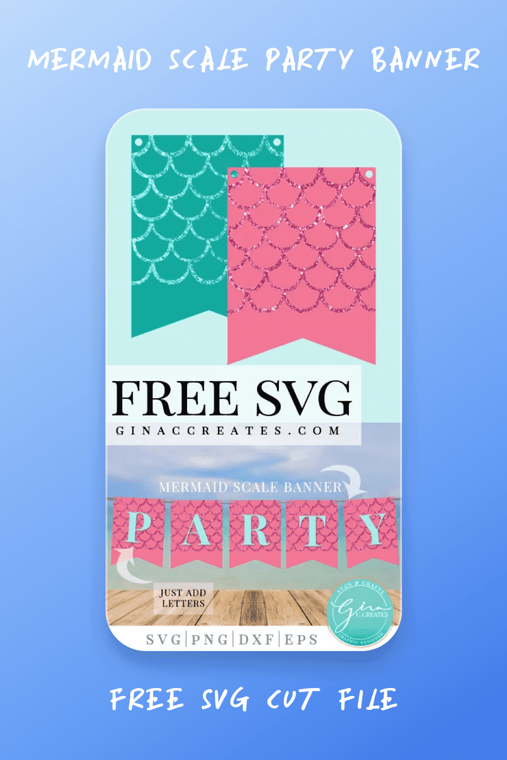 MERMAID SCALE PARTY BANNER | FREE SVG CUT FILE.