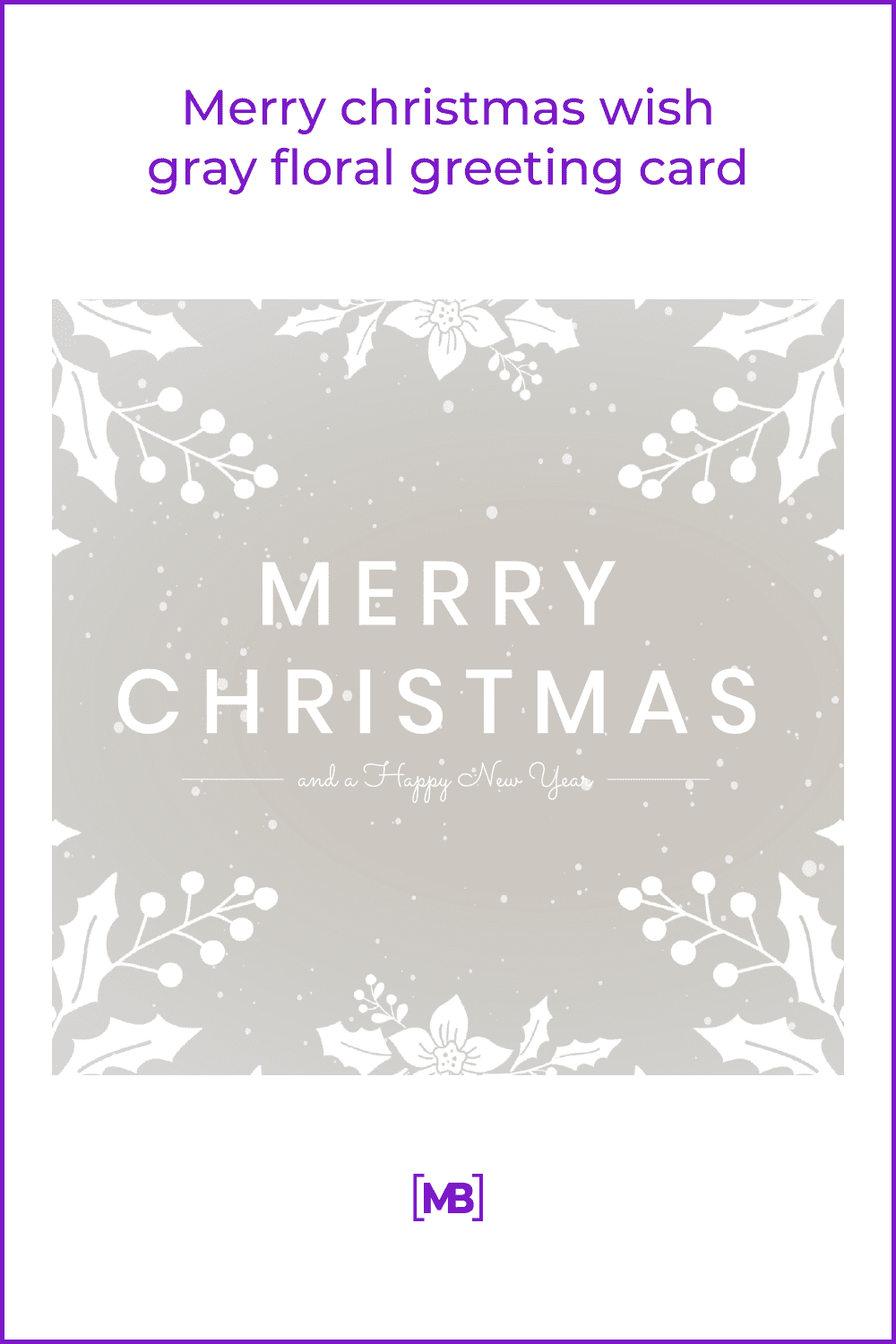 Merry Christmas lettering on a light purple background with white sprigs.