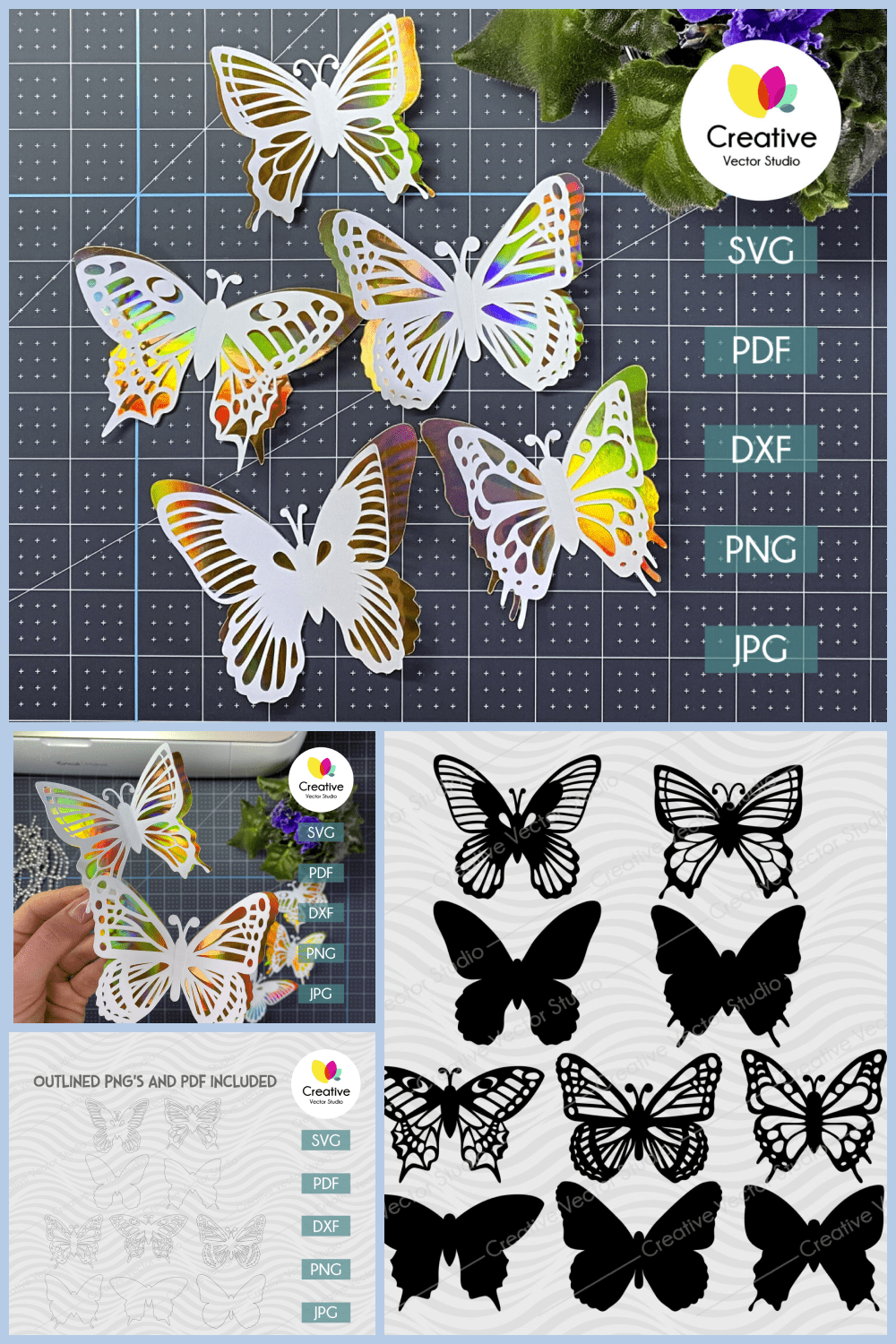 3D Butterfly Cutting Template SVG Bundle.
