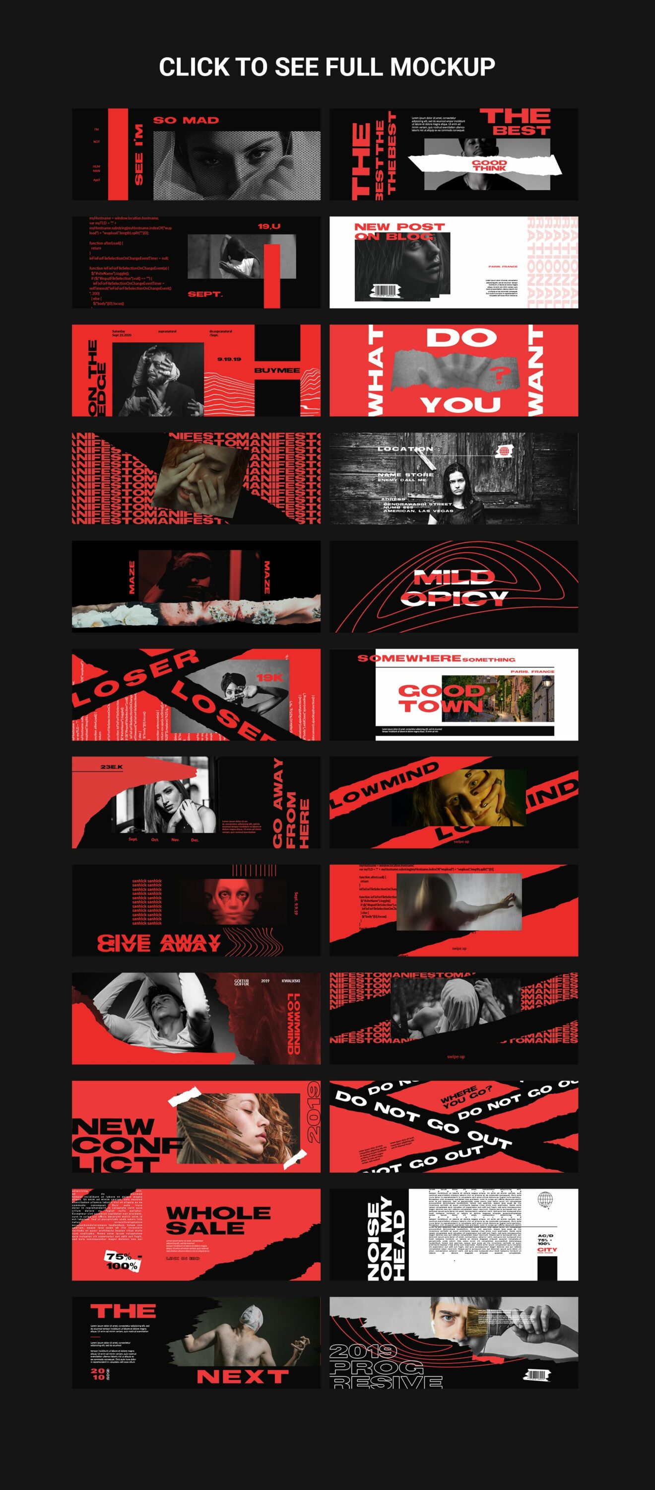 This is a big collection of facebook covers in black and red.