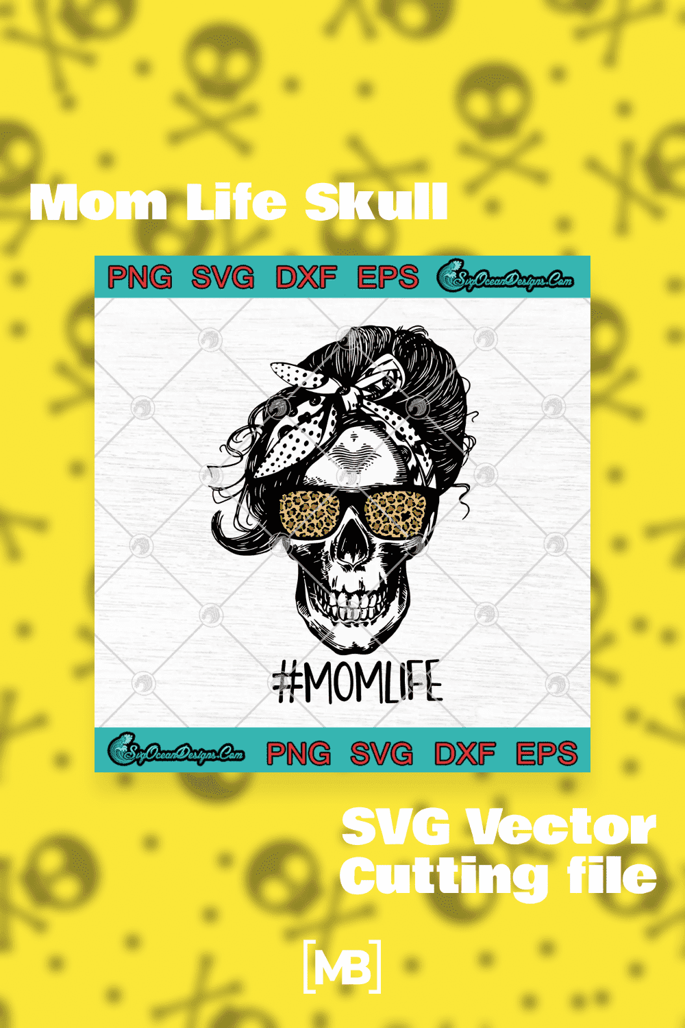 Simple Sugar Skull Outline Patterns: DFX, EPS, PDF, PNG, and SVG