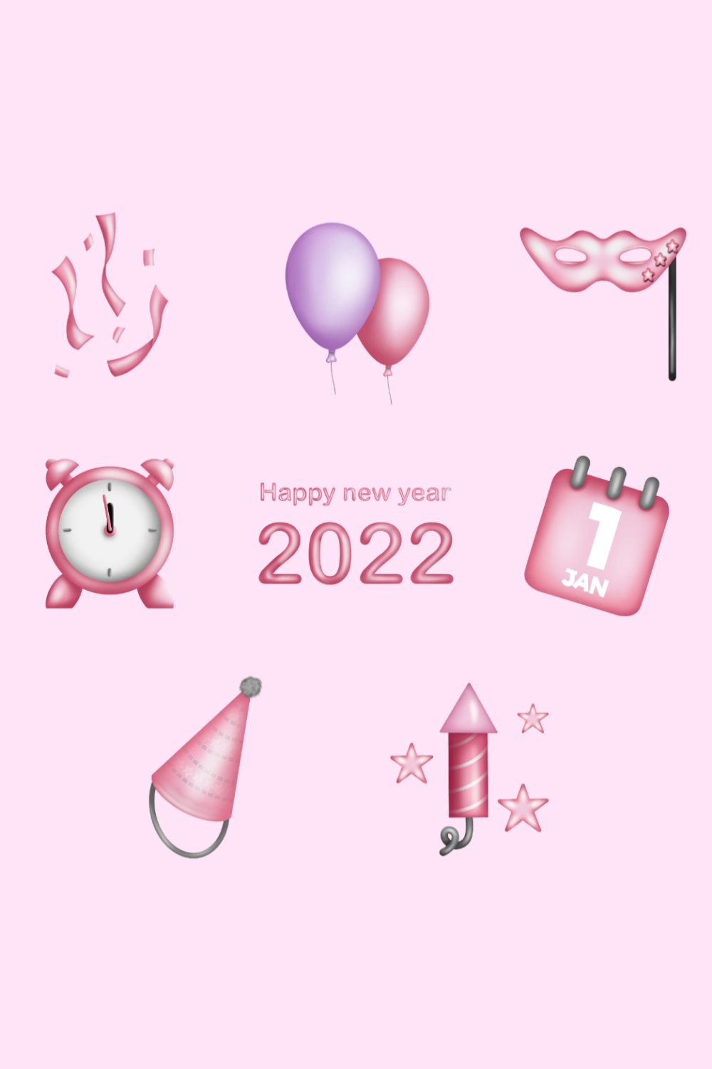 Cute Pink Clipart New Year 2022 pinterest image.