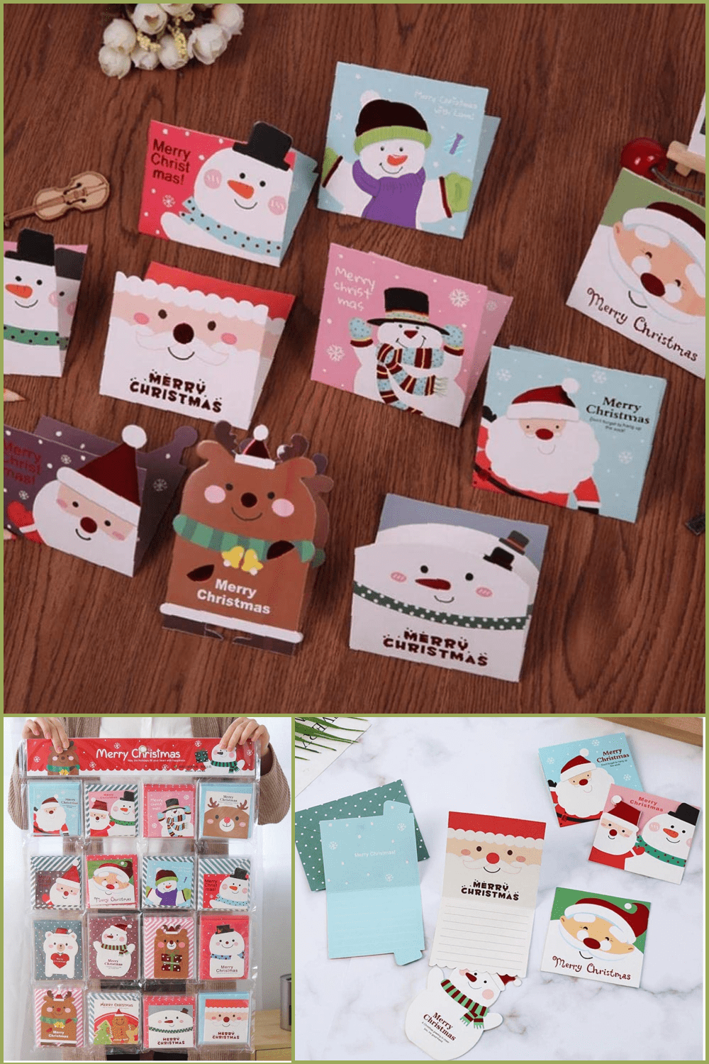 16 mini Christmas greeting cards.