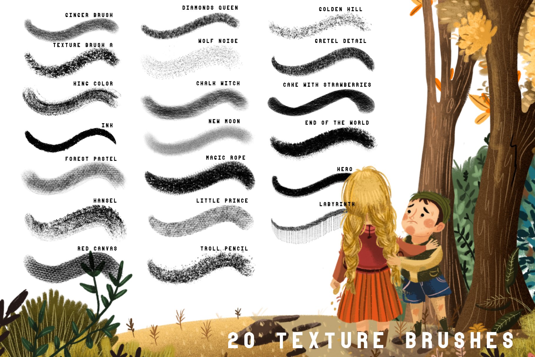 Collection includes 20 texture brushes.
