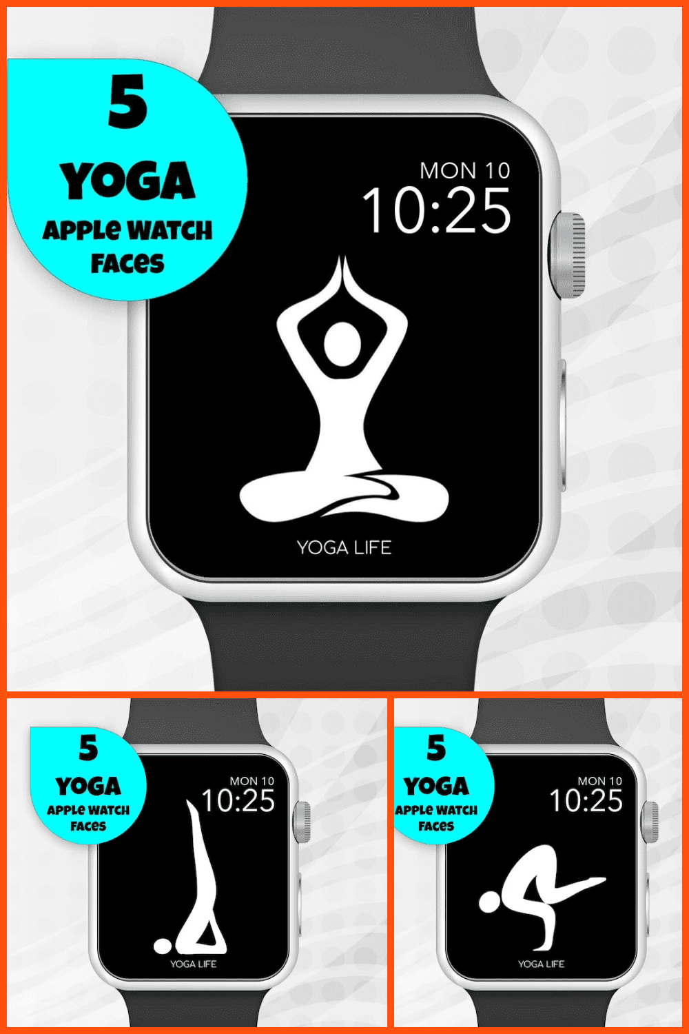 Apple watch face with a person in asana.