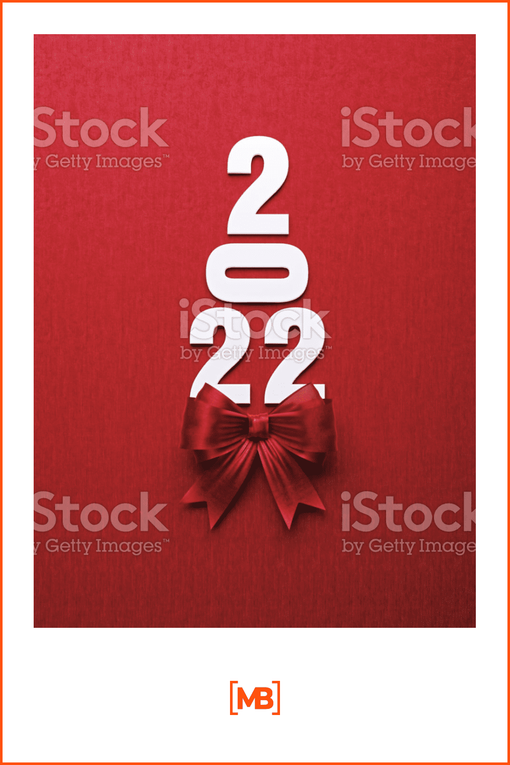 numbers of the new year are randomly arranged on a red background with a bow at the bottom.