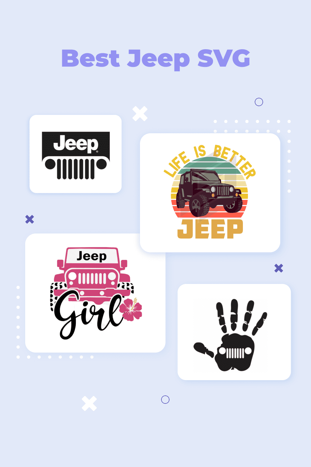 Best Jeep SVG Free and Premium Designs pinteerest collage.