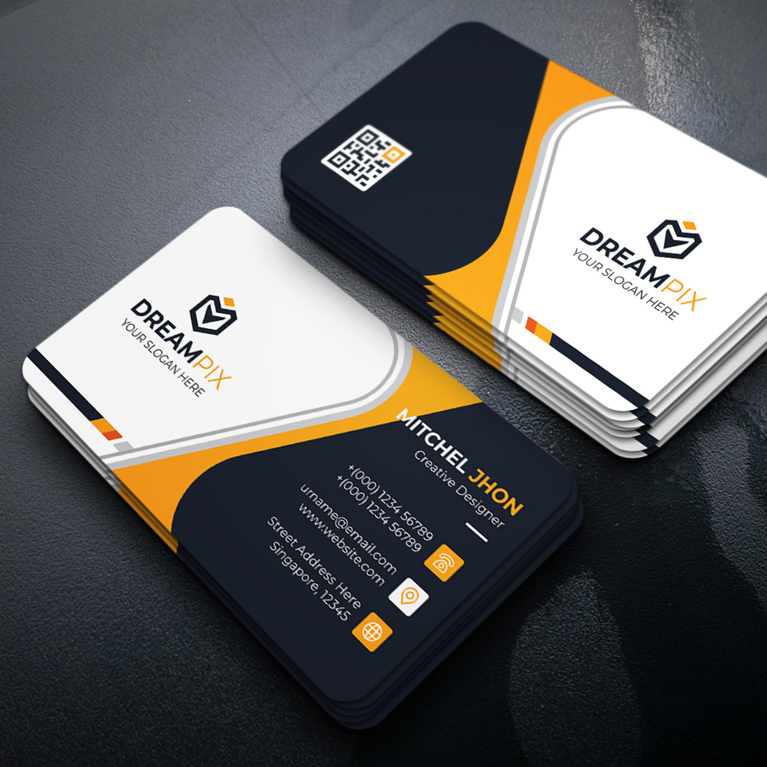 Corporate Business Card Template yellow.