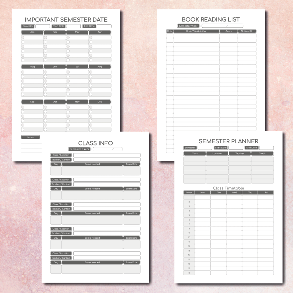 Printable Student Planner, College Planner, Undated School Planner, PDF ...