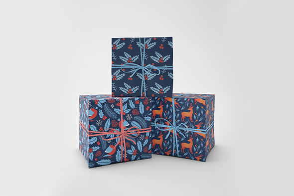 Winter Seamless Patterns on gifts.