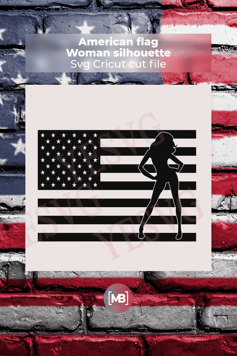 American flag Woman silhouette Svg Cricut cut file.