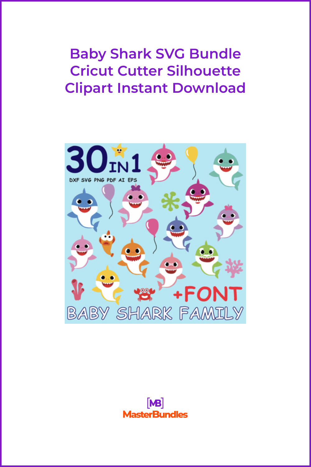 Baby Shark SVG Bundle Cricut Cutter Silhouette Clipart Instant Download.