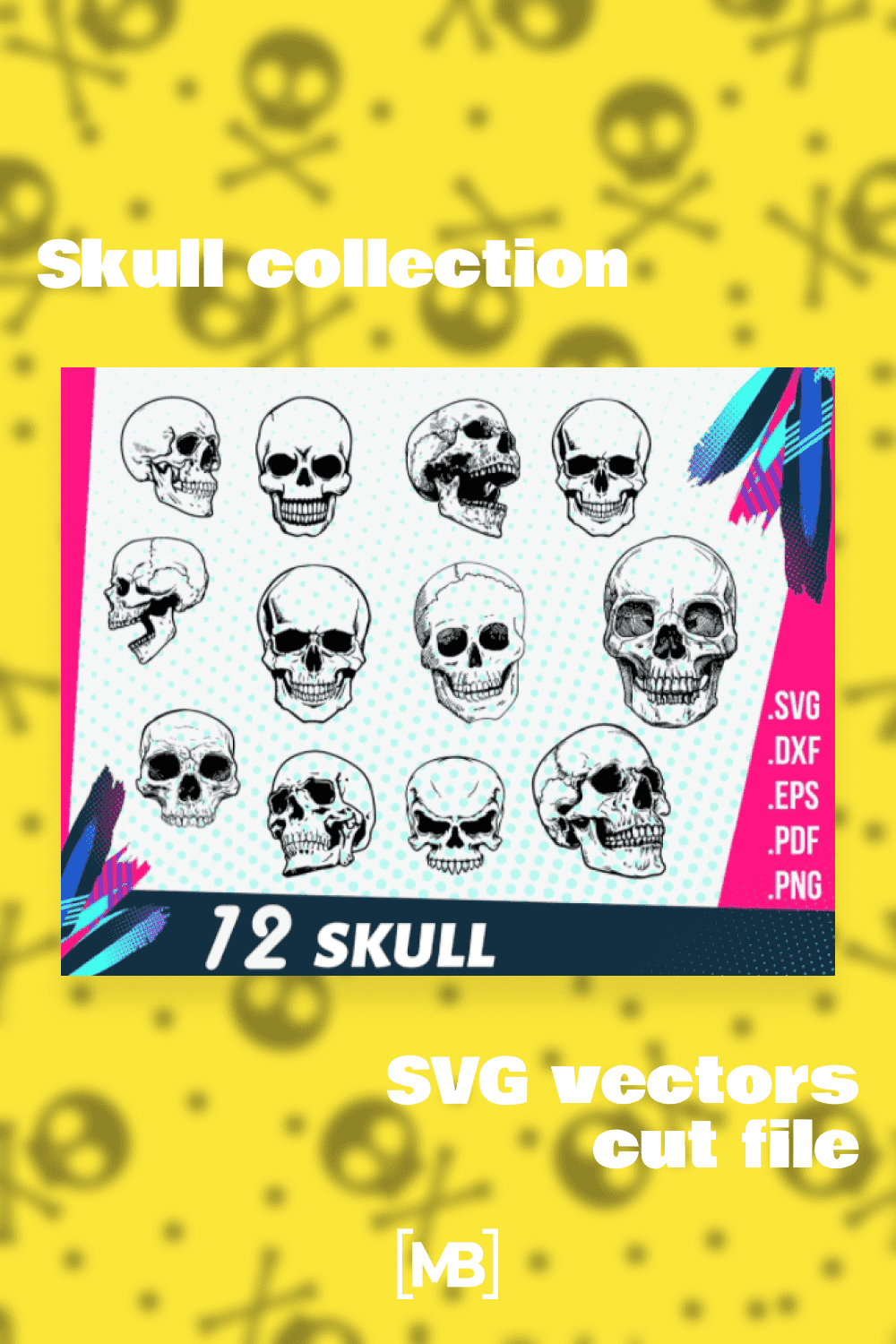 Skull collection svg vectors cut file.