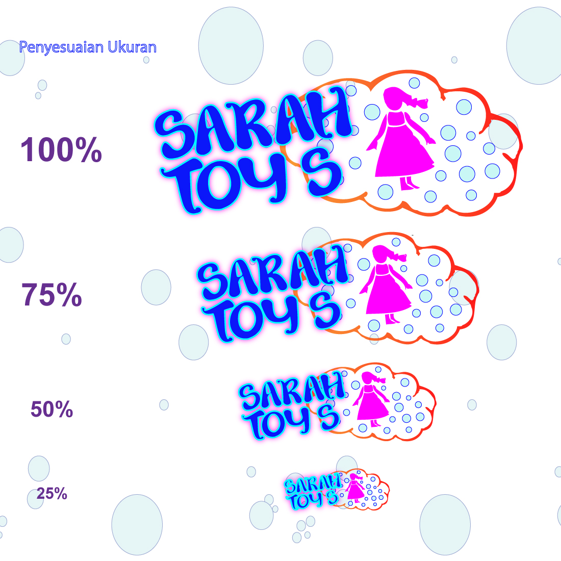 Graphic Standard Manual (Corporate Identity) for SARAH TOYS Company in different sizes.