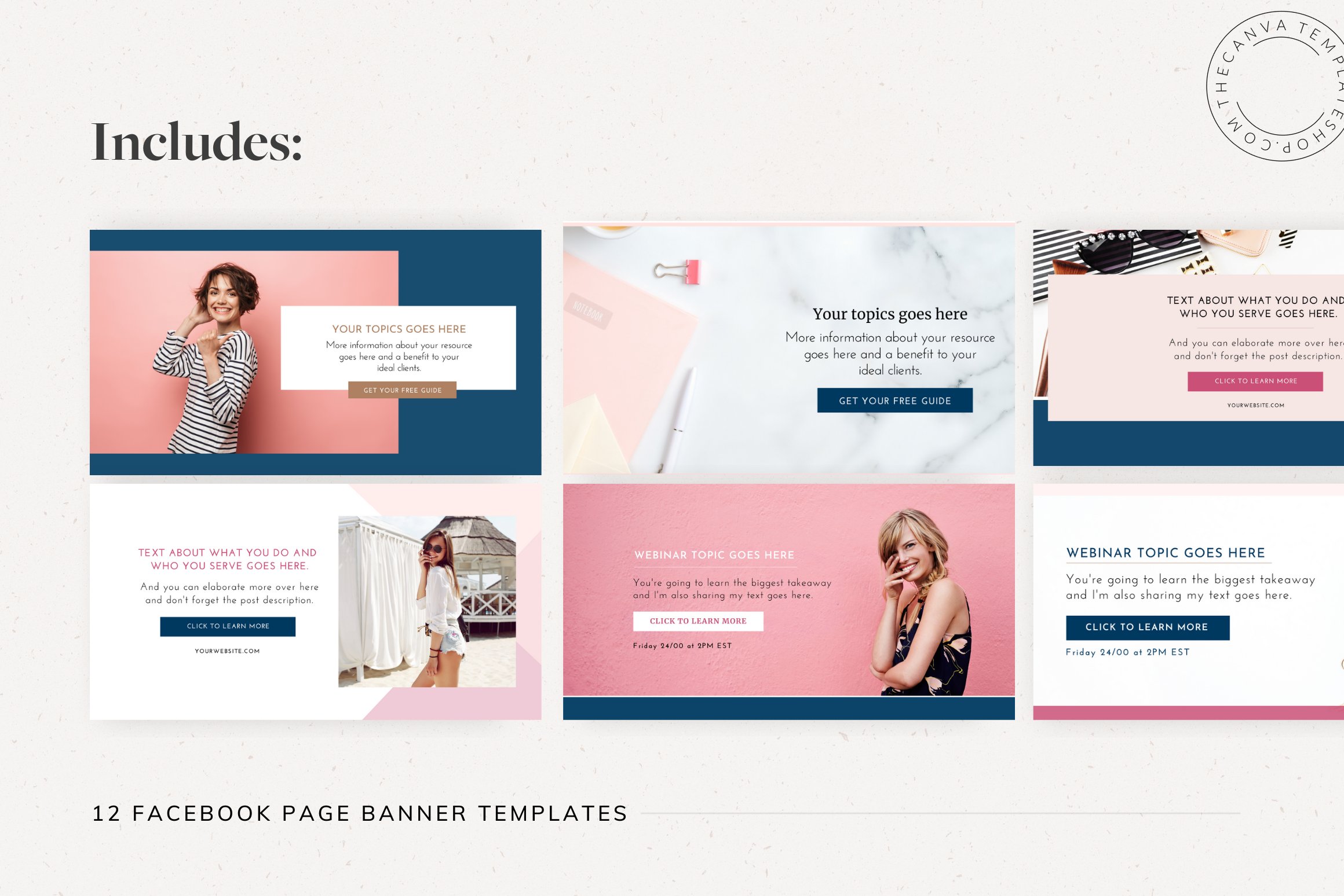 Bundle includes 12 facebook page banner templates.