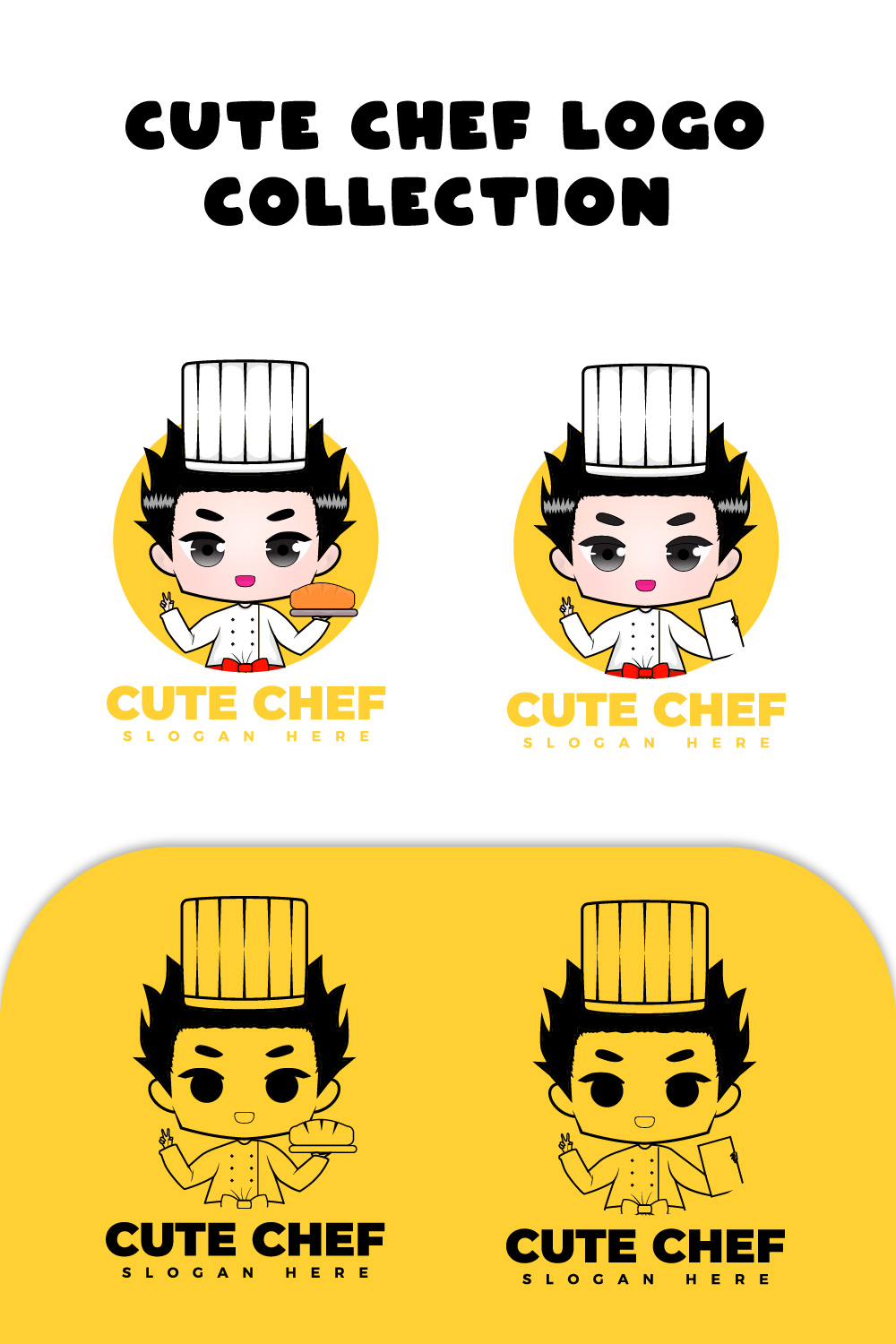 Cute Chef Character Logo Collection pinterest preview.