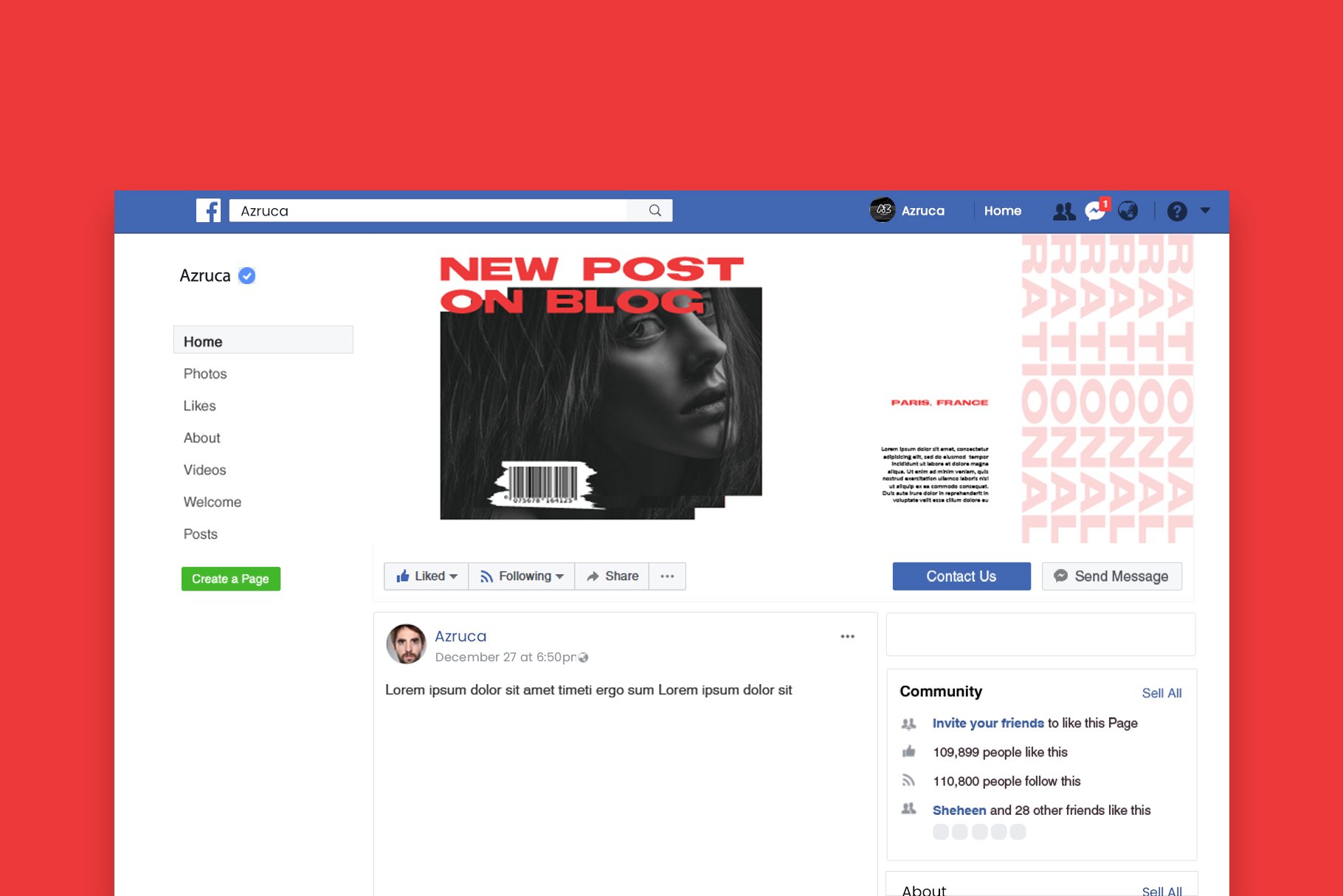 Preview Facebook page.