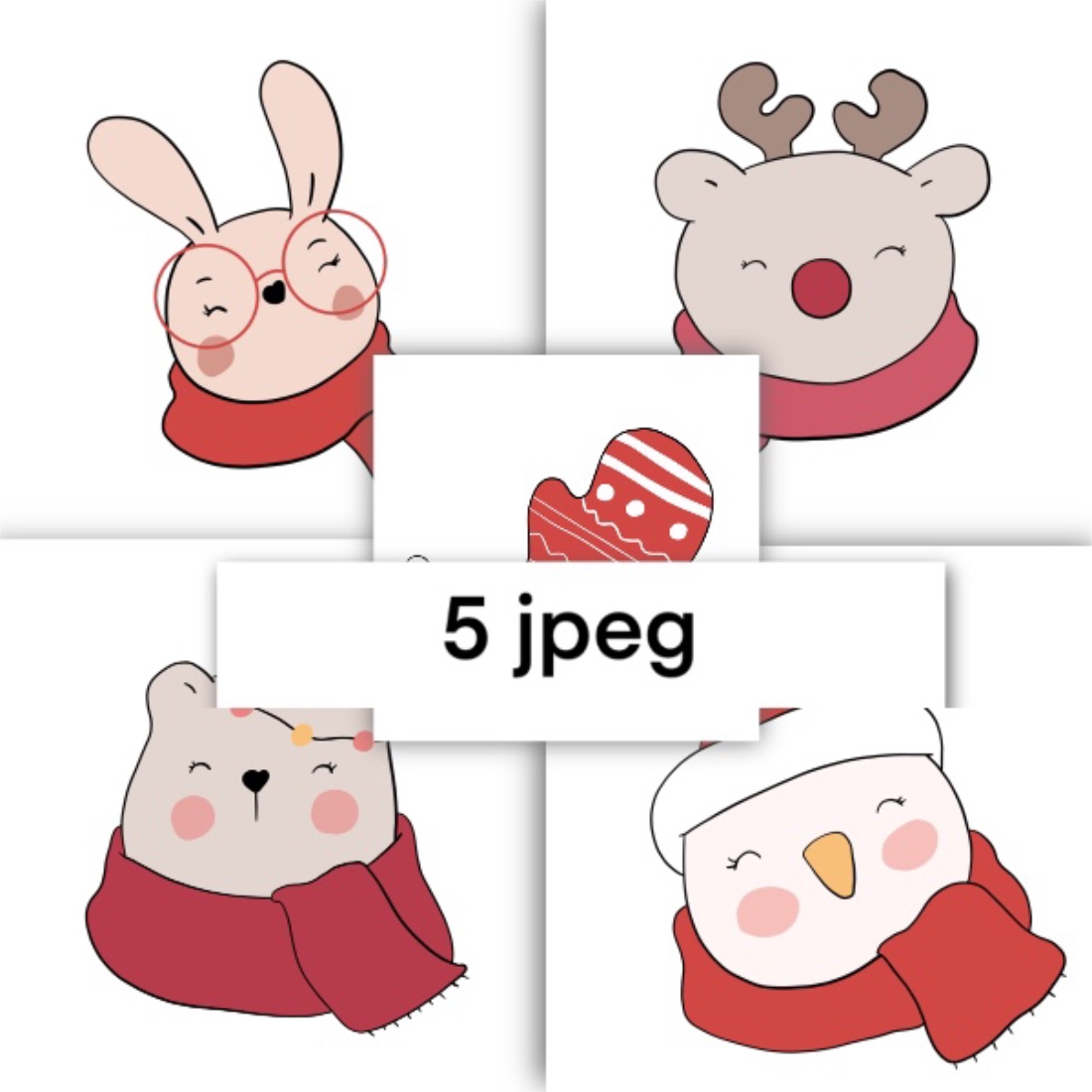 5 JPEG cards of Christmas mood - preview image.