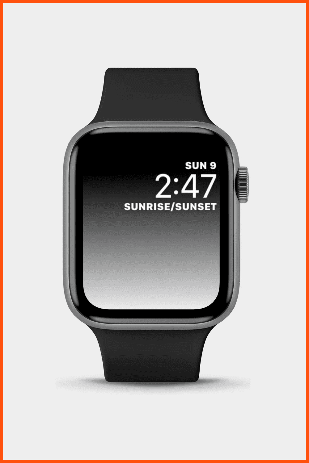 Apple watch with gradient black to white face.