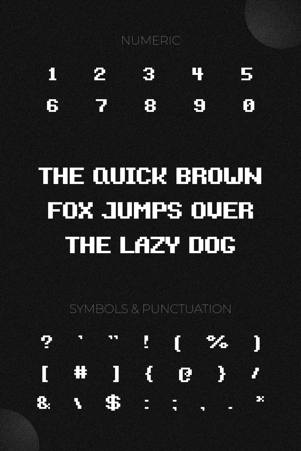Numeric, symbols & punctuation.