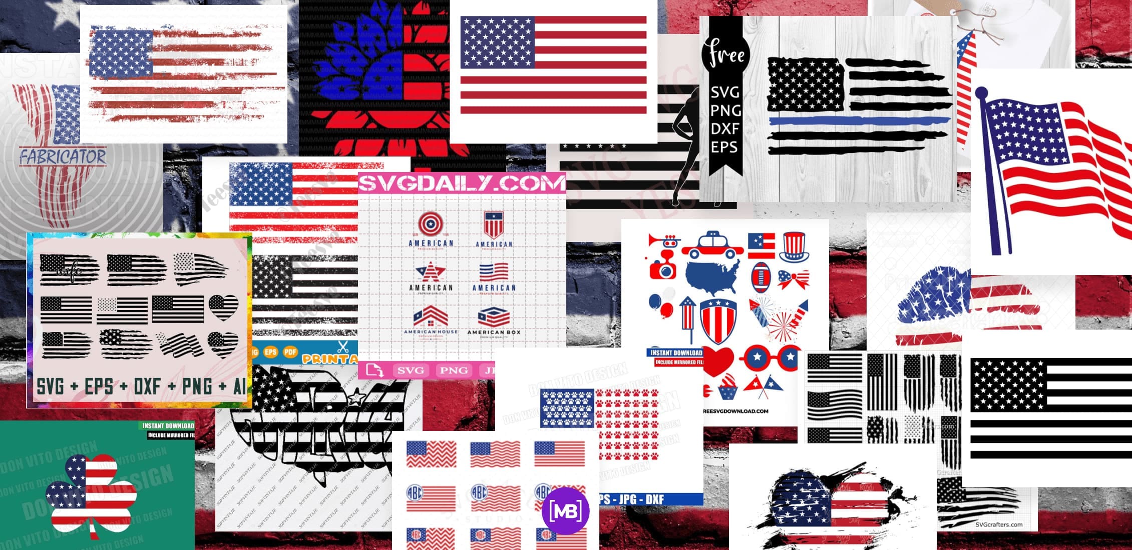 American Flag SVG Files Example.