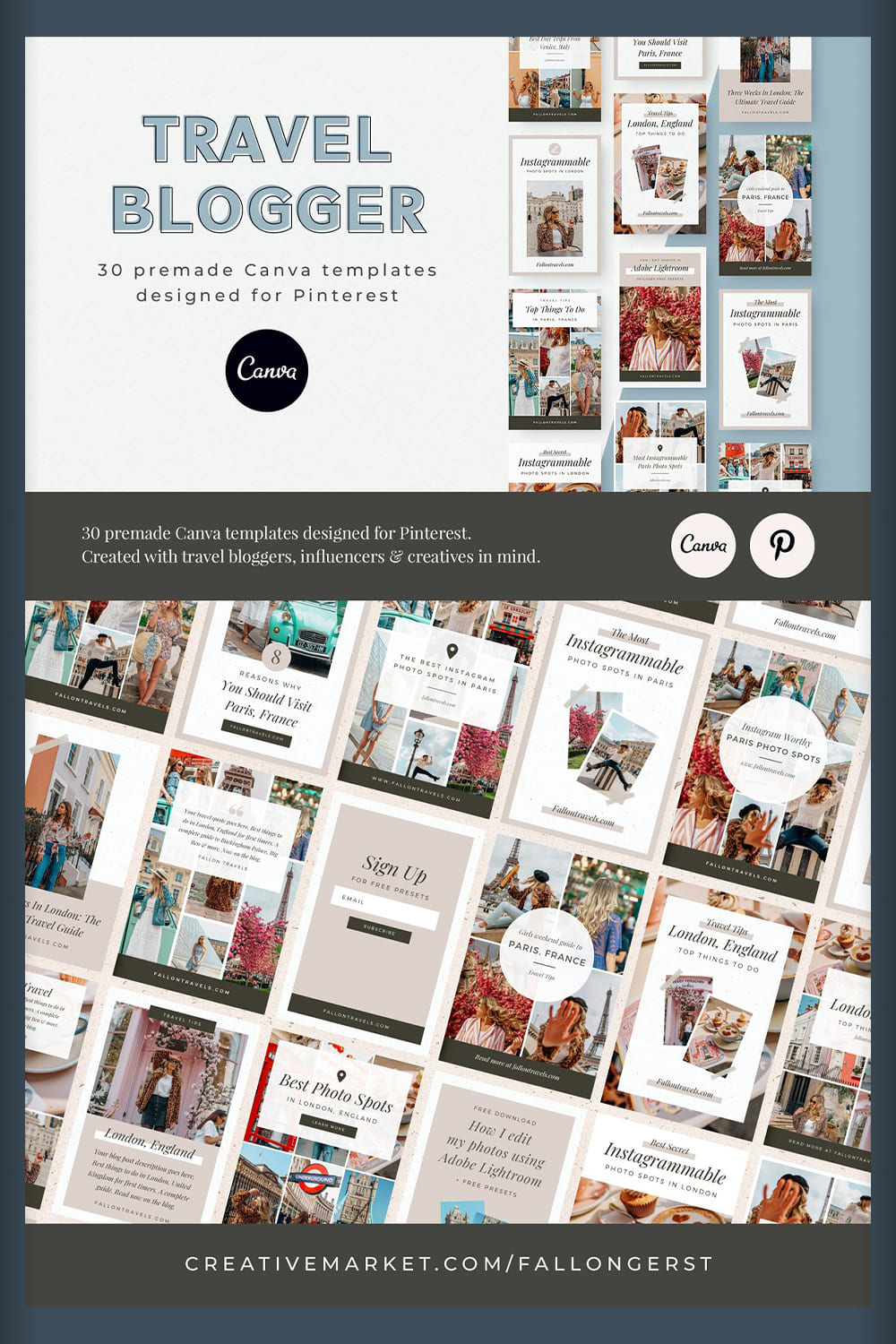 Premade Canva templates designed for Pinterest.