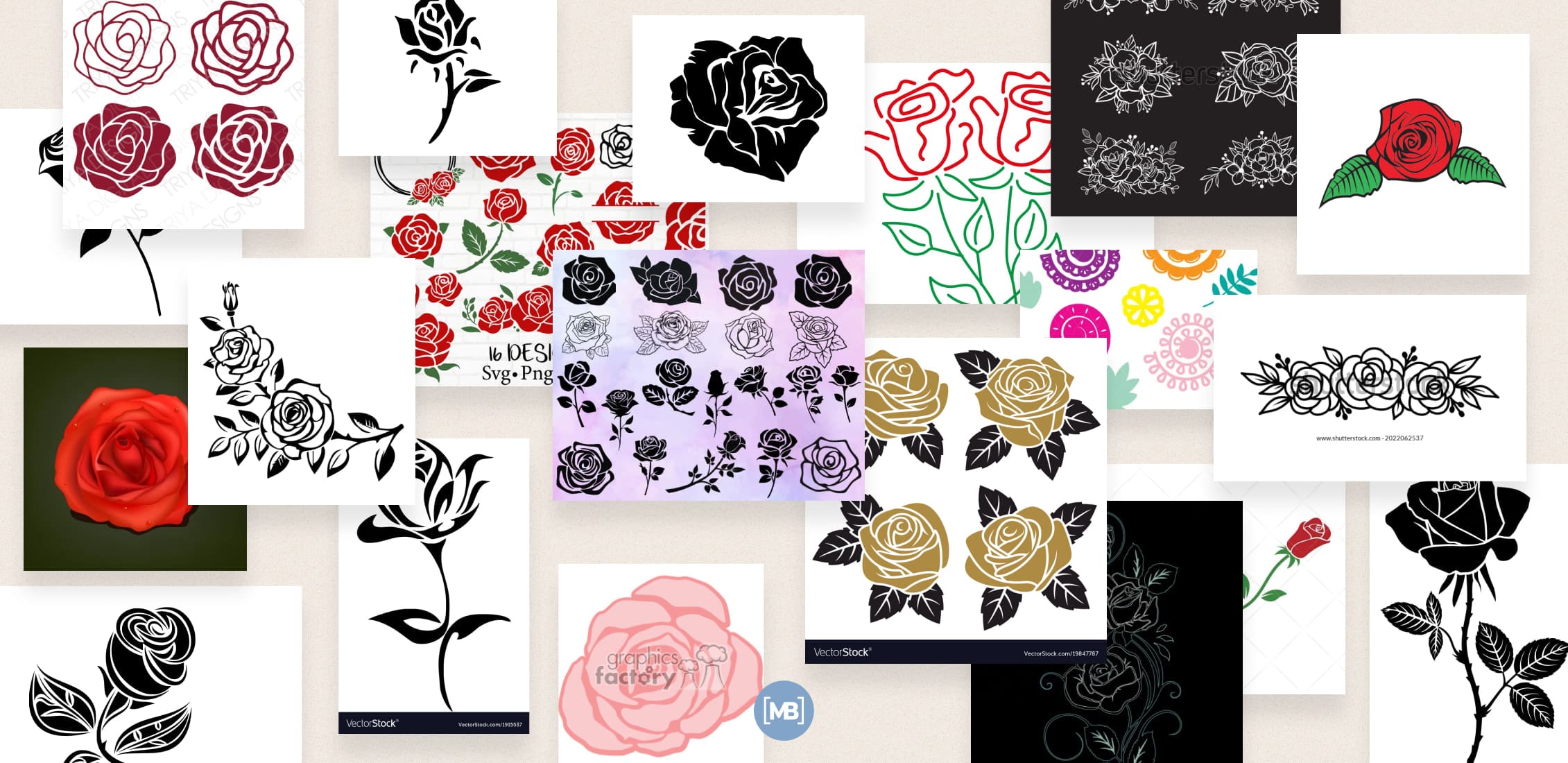 Roses SVG Images Example.