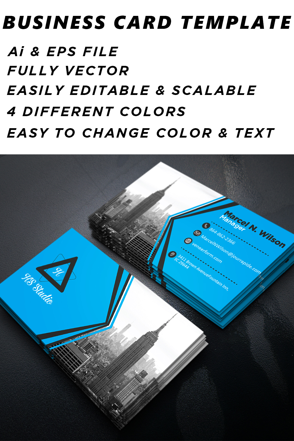 Corporative Business Card Templates In 4 Colors.