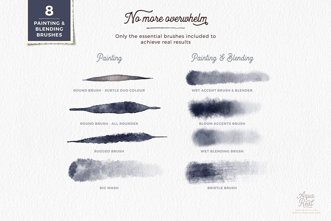 Only the essential brushes included to archive real results.