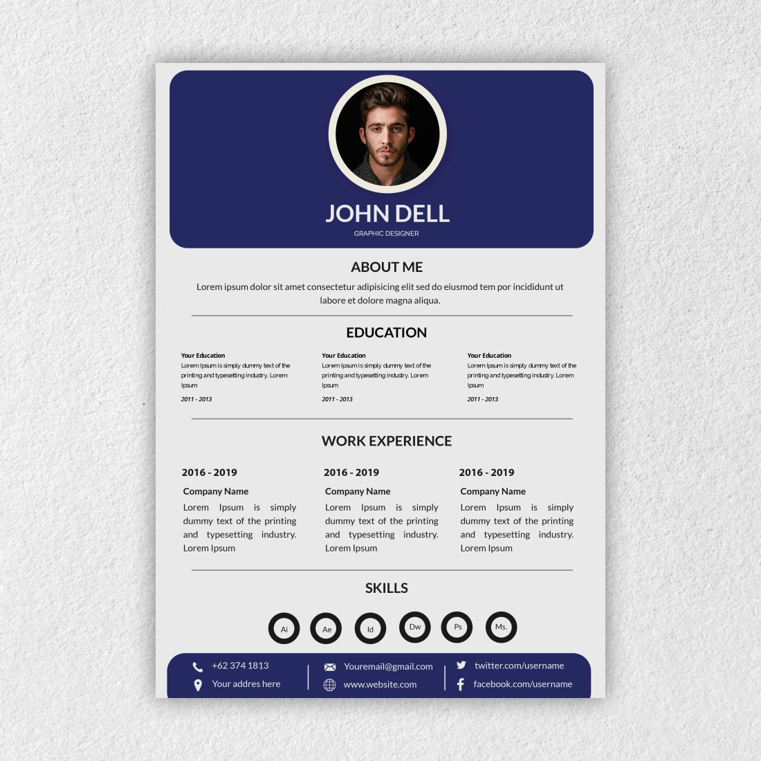 CV/Resume Design For Graphic Design and only for one page.