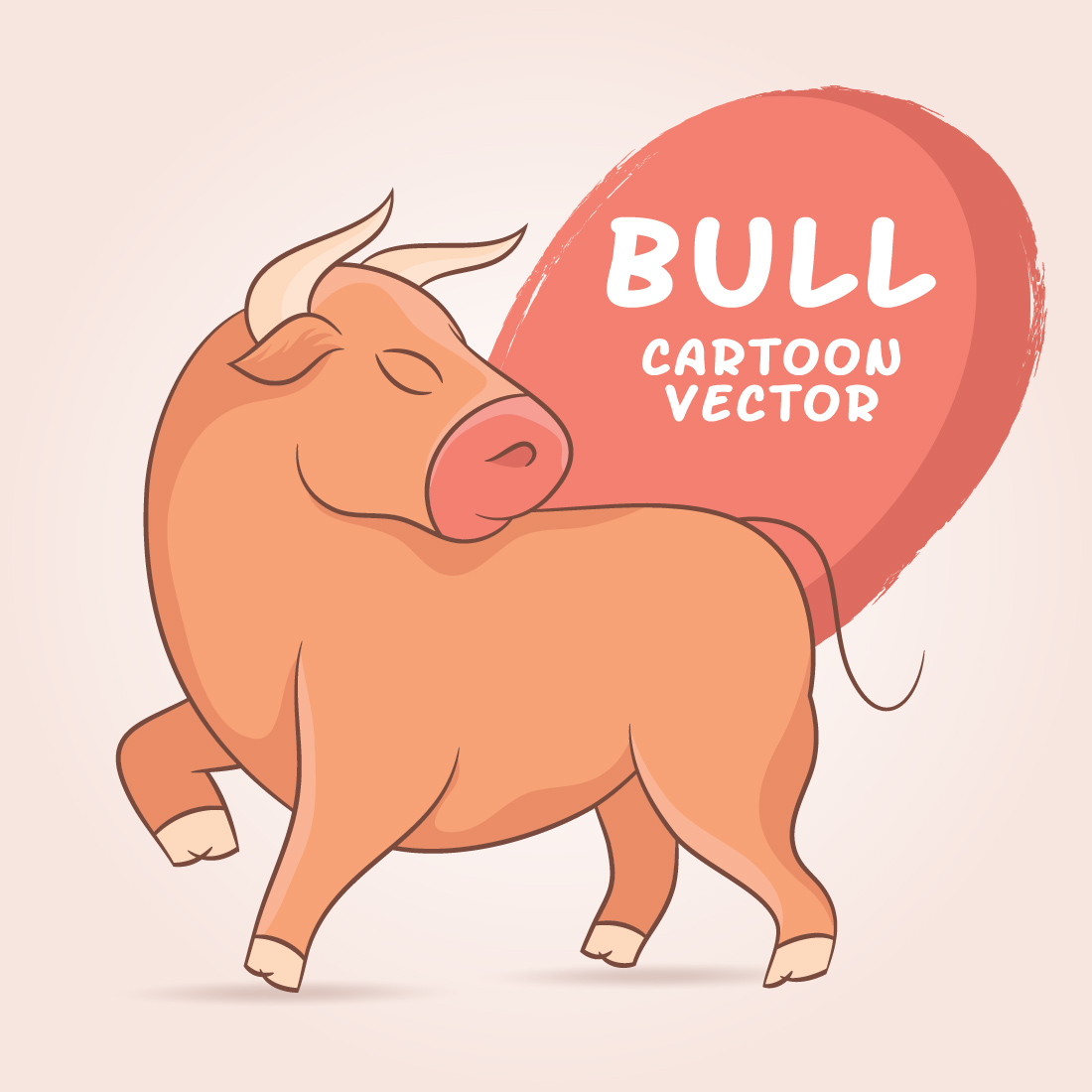 Cute 4 Bull or Buffalo Cartoon vector illustration.