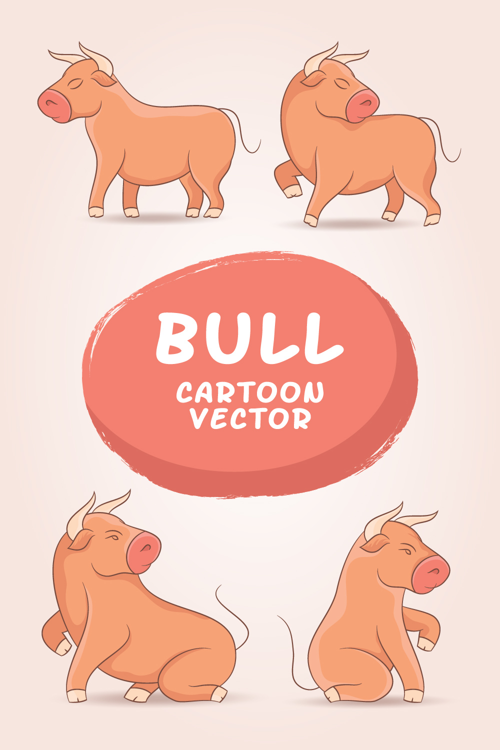 Bull or Buffalo Cartoon Vector illustration pinterest image.