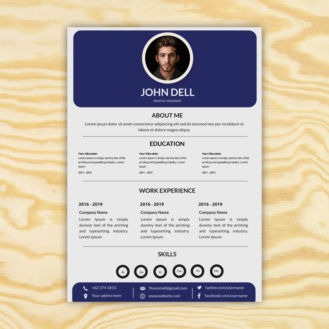 CV/Resume Design For Graphic Design and only for one page.