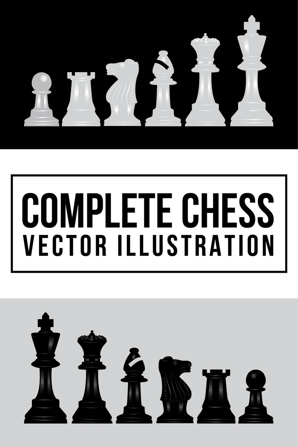 Complete Chess Vector Illustration pinterest image.