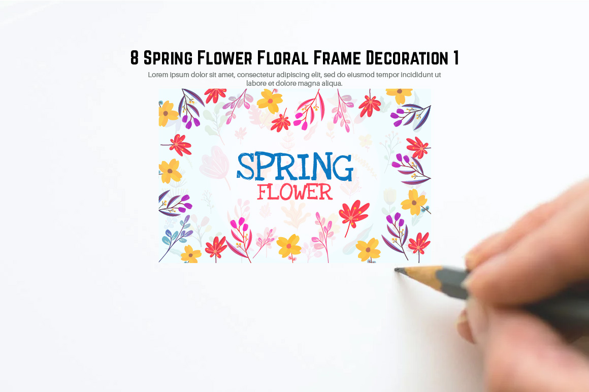 8 Spring Flower Floral Frame Decoration  COVER IMAGE.