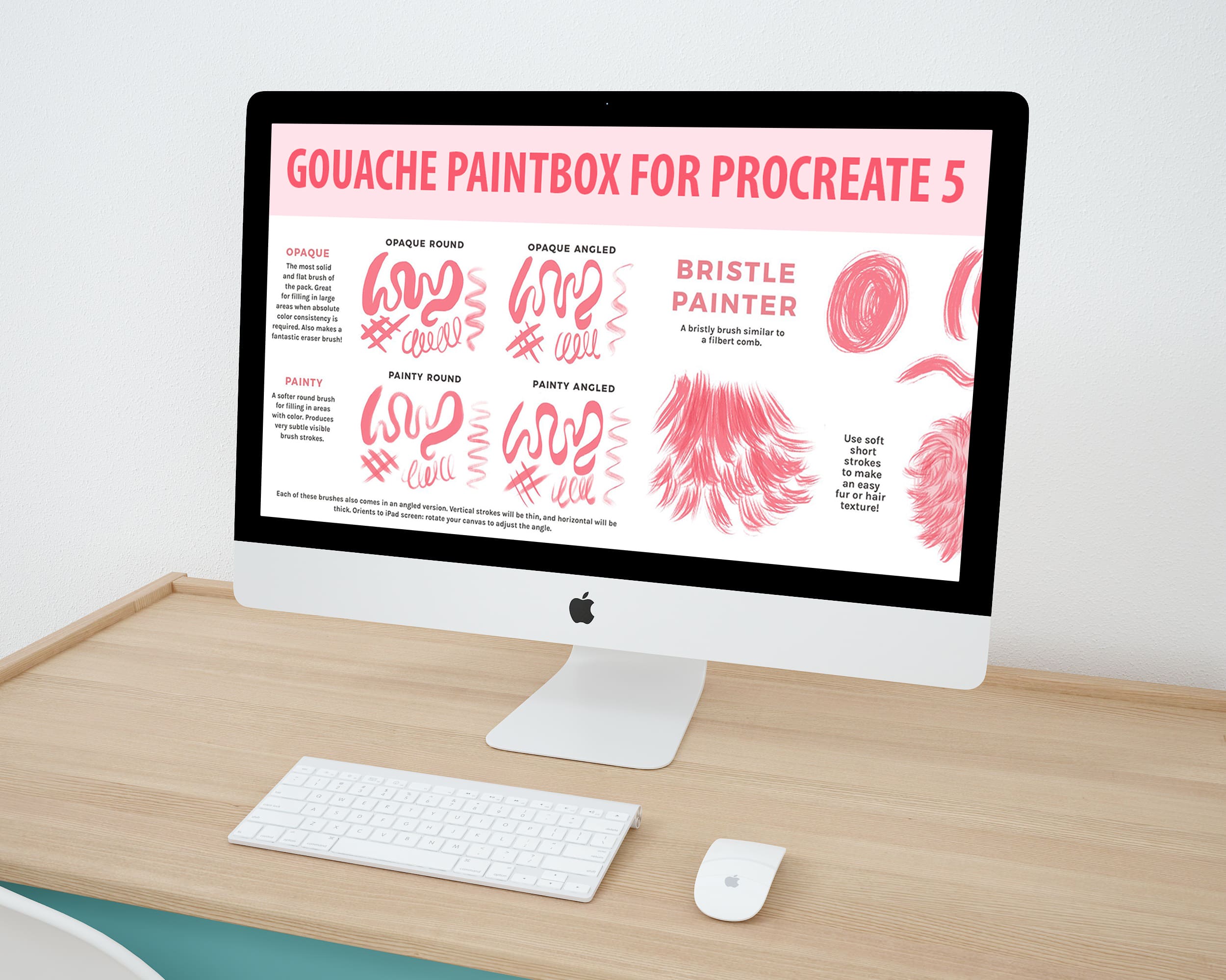 Desktop option of the Gouache Paintbox for Procreate 5.