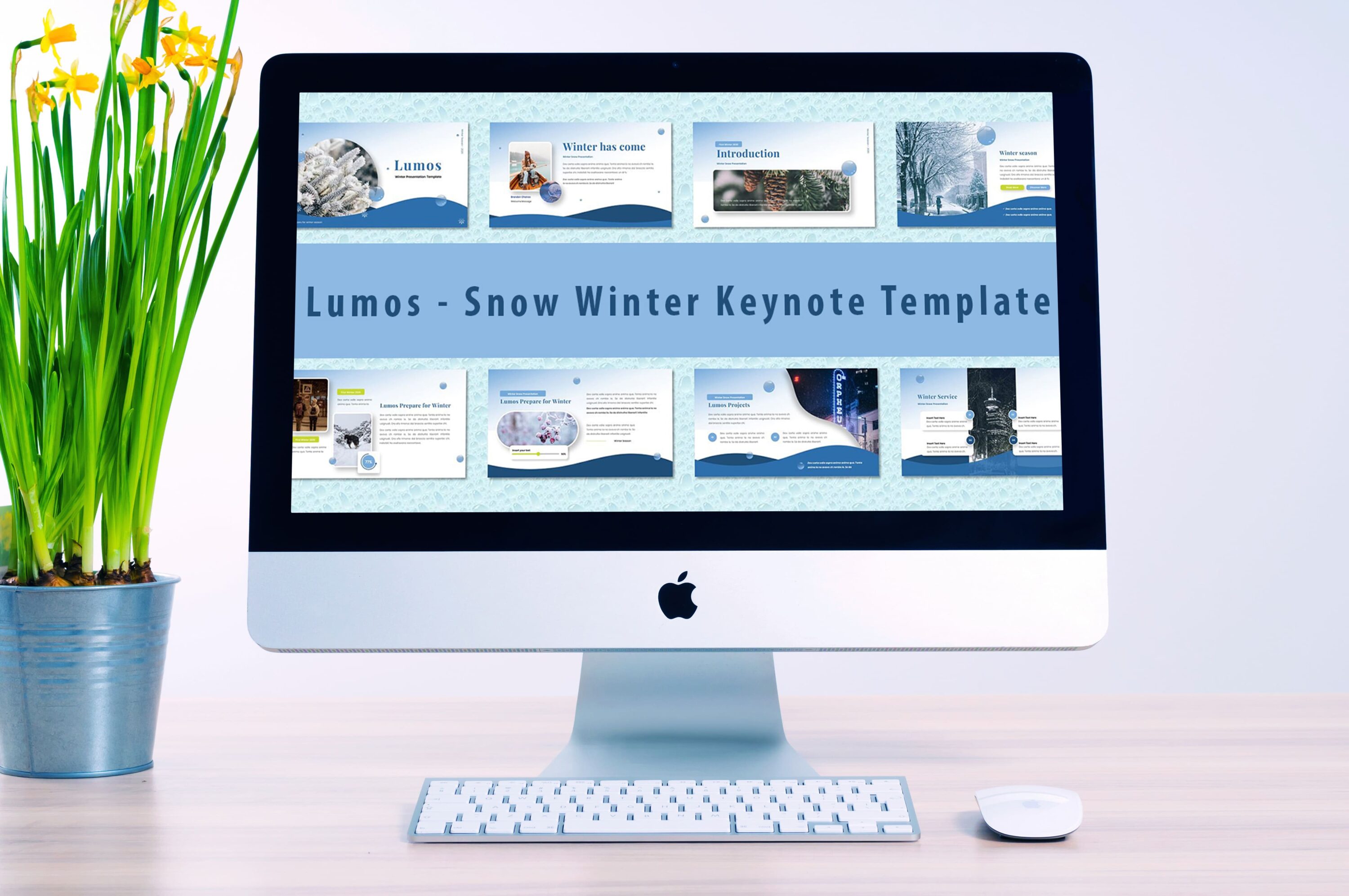 Desktop option of the Lumos - Snow Winter Keynote Template.