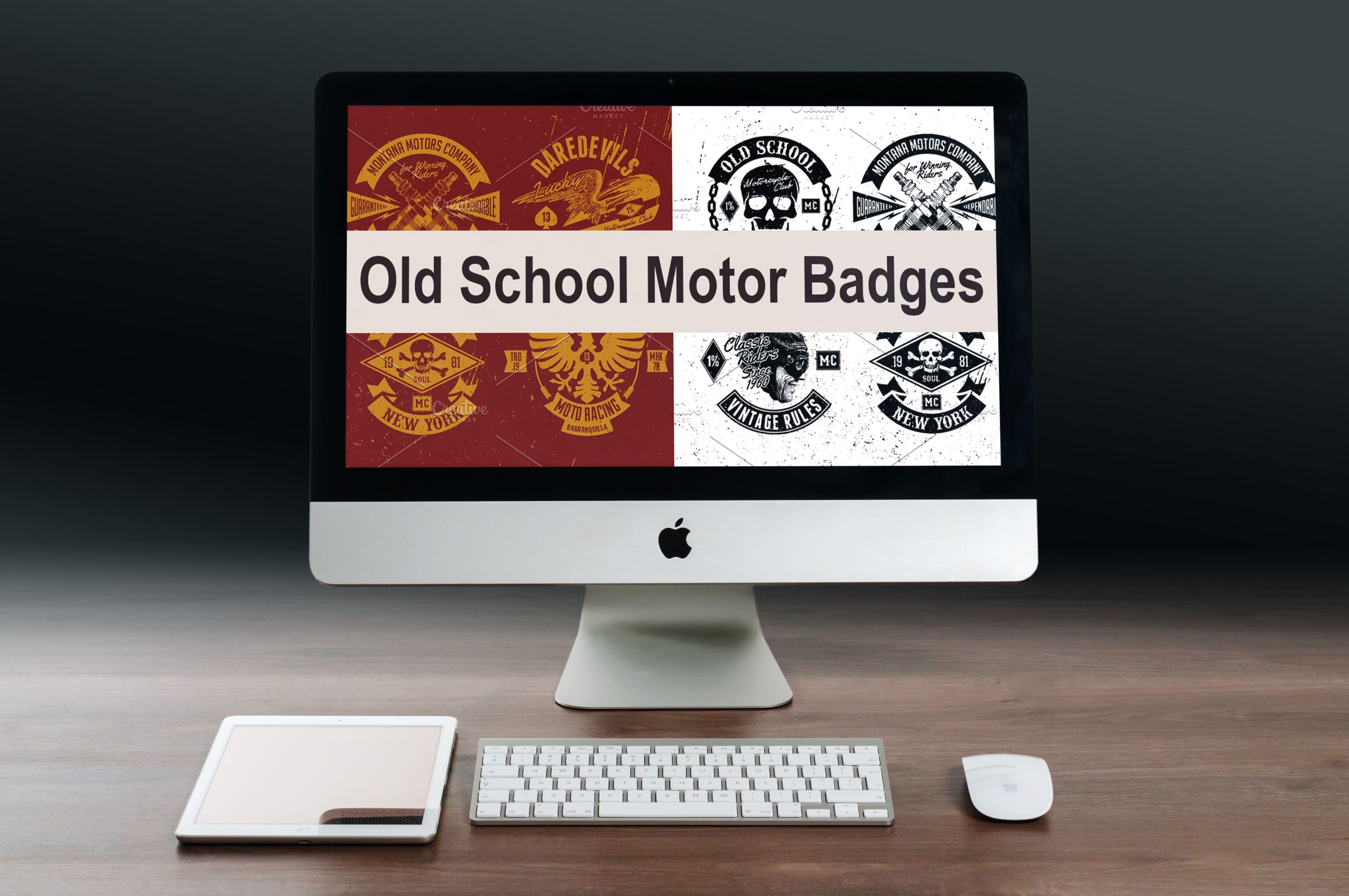Desktop option of the Old School Motor Badges.