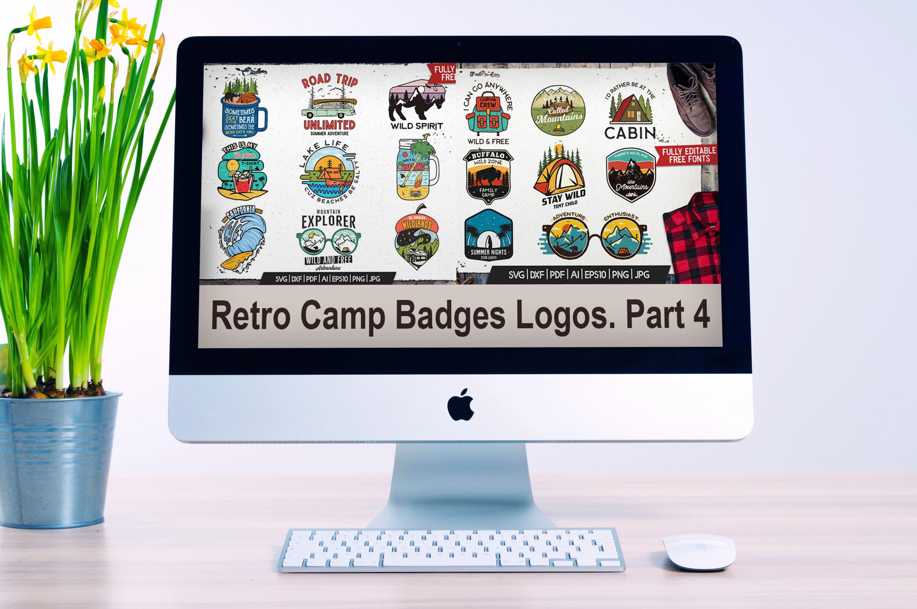 Desktop option of the Retro Camp Badges Logos. Part 4.