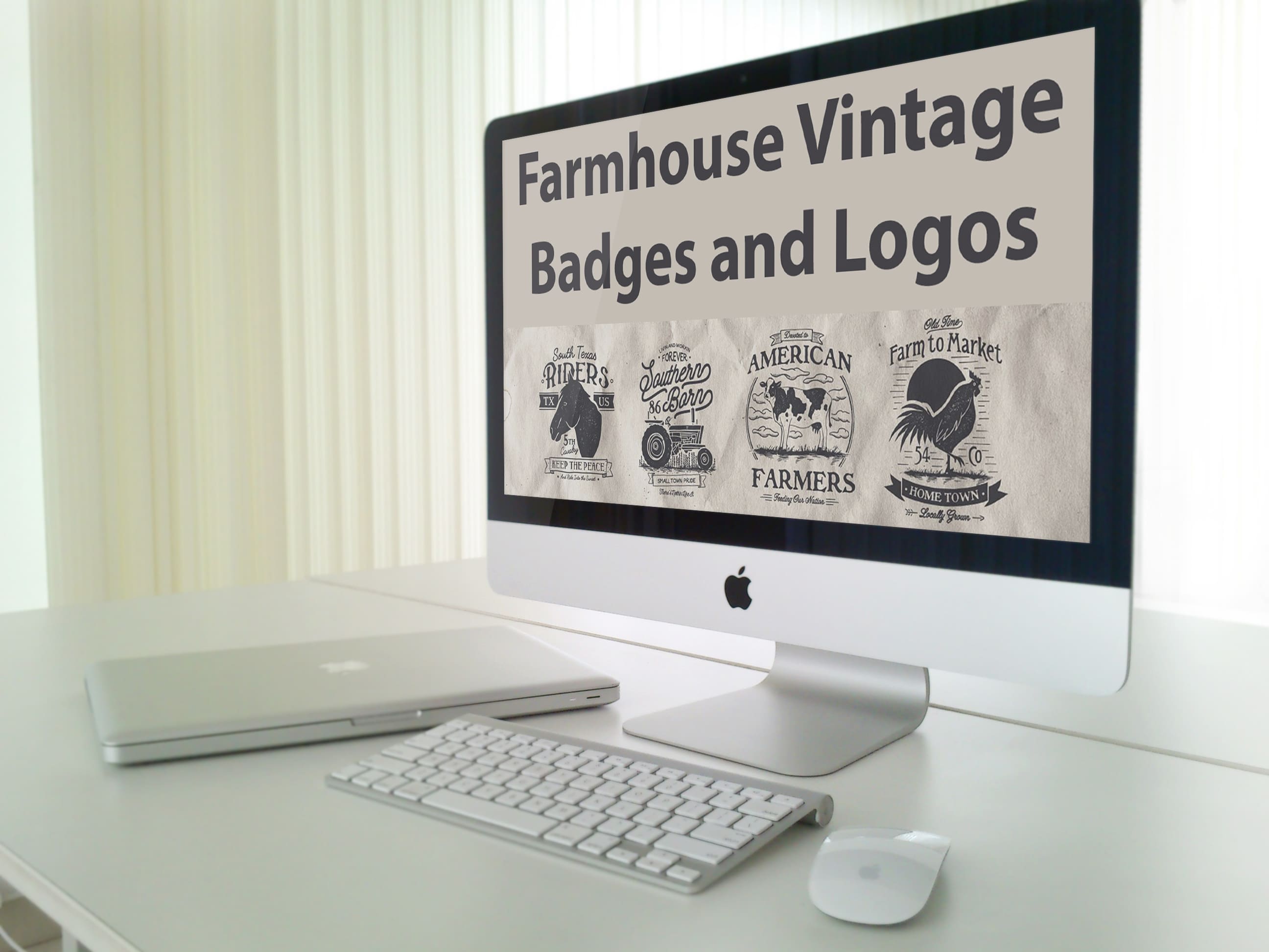 Desktop option of the Farmhouse Vintage Badges and Logos.