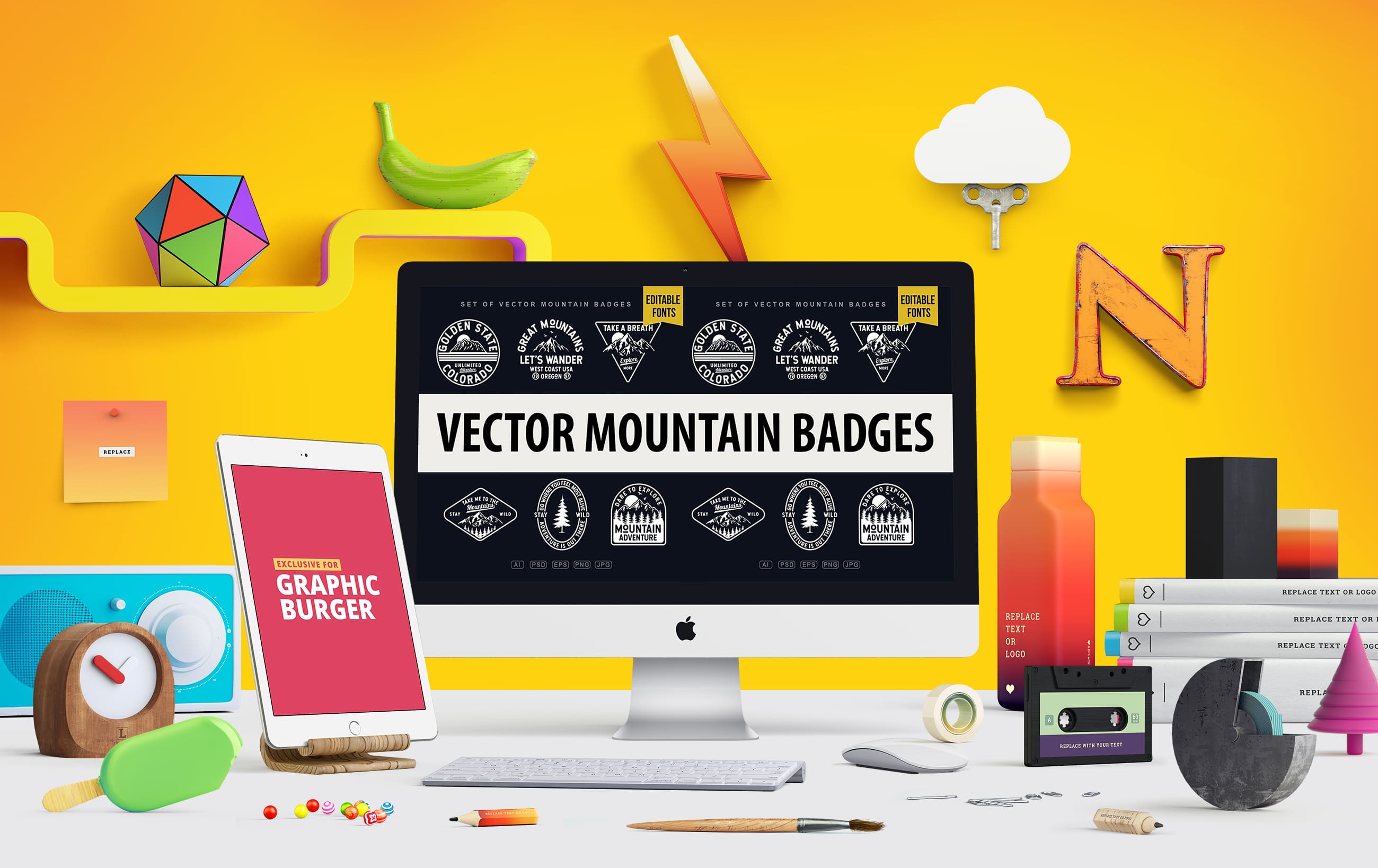 Desktop option of the Vector Mountain Badges.