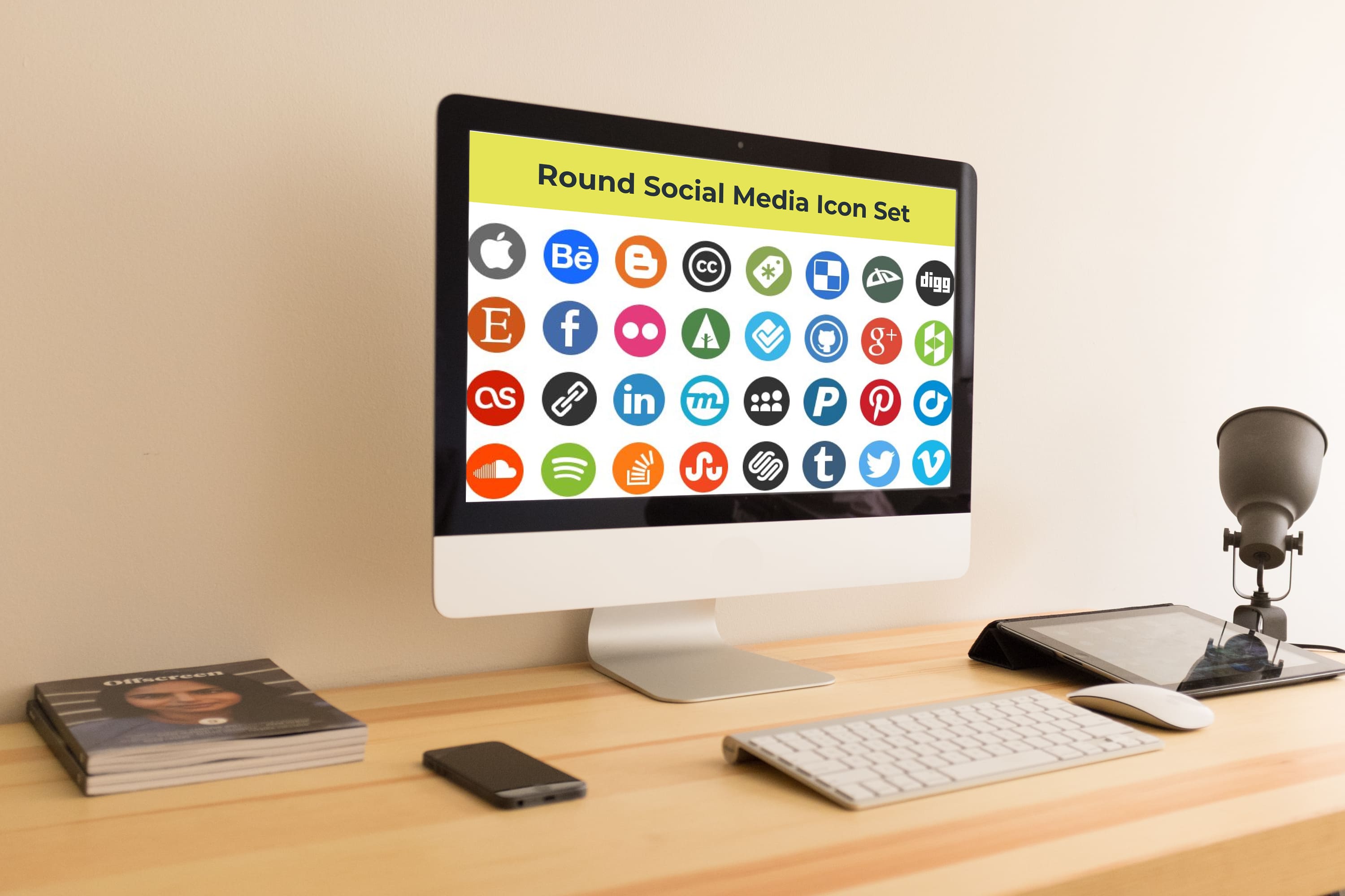 Desktop option of the Round Social Media Icon Set.