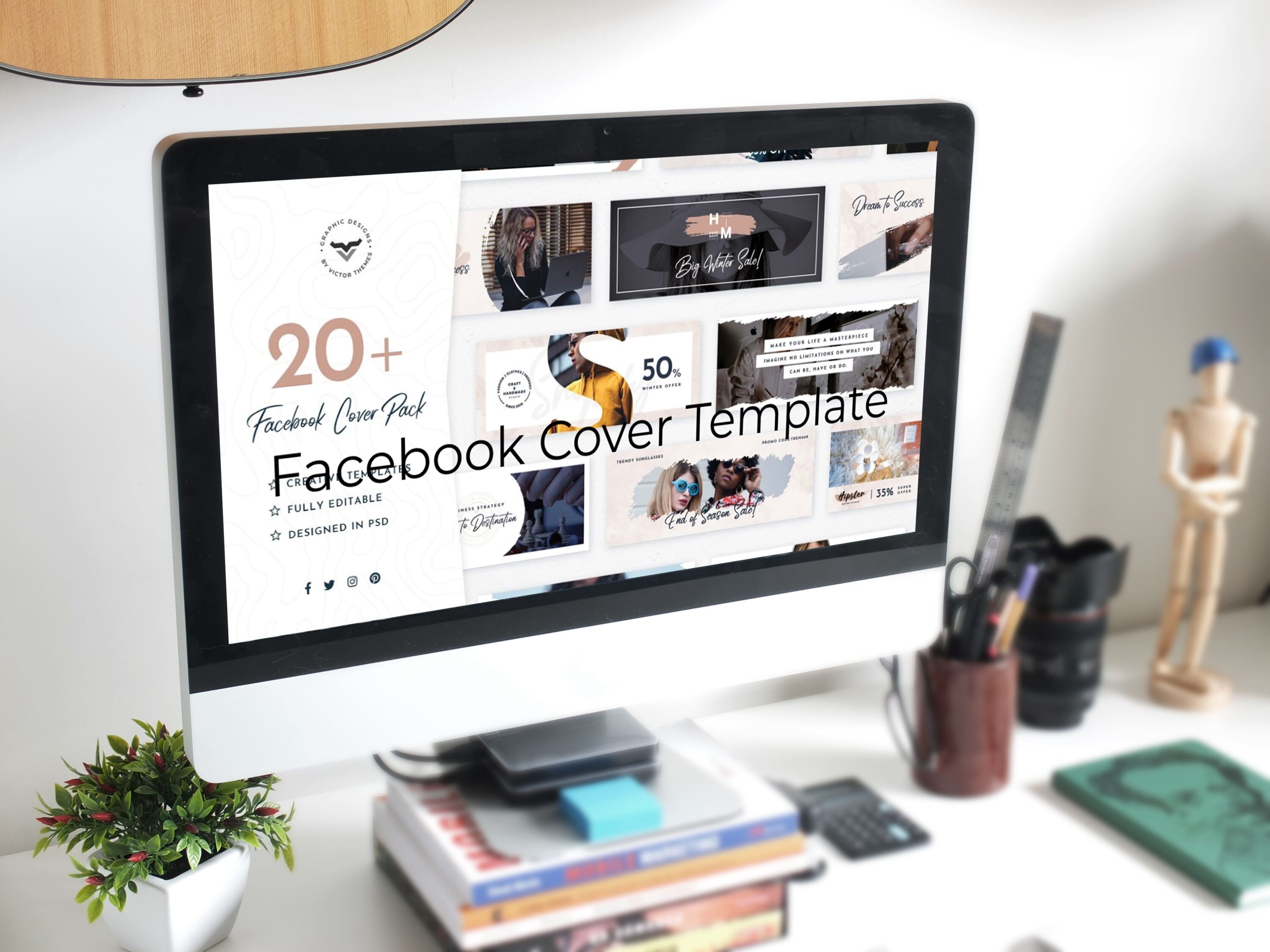Desktop option of the Facebook Cover Template.